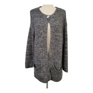 Pure Jill Cardigan Sweater Womens M Gray Textured Knit Single‎ Button Neutral
